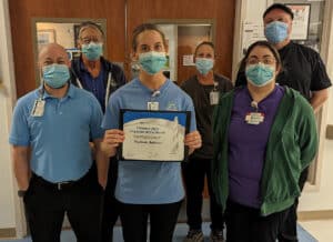 Food and nutrition team with February Employee of the Month, Stephanie Ballance.